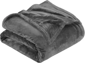 Fleece Blanket Queen Size Grey 300GSM Luxury Anti-Static Fuzzy Soft Microfiber B - Picture 1 of 8