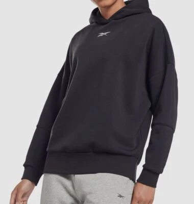 Reebok Womens Black Lux Oversized Pullover Sweatshirt Hoodie Sweater Size M - Image 1 of 2