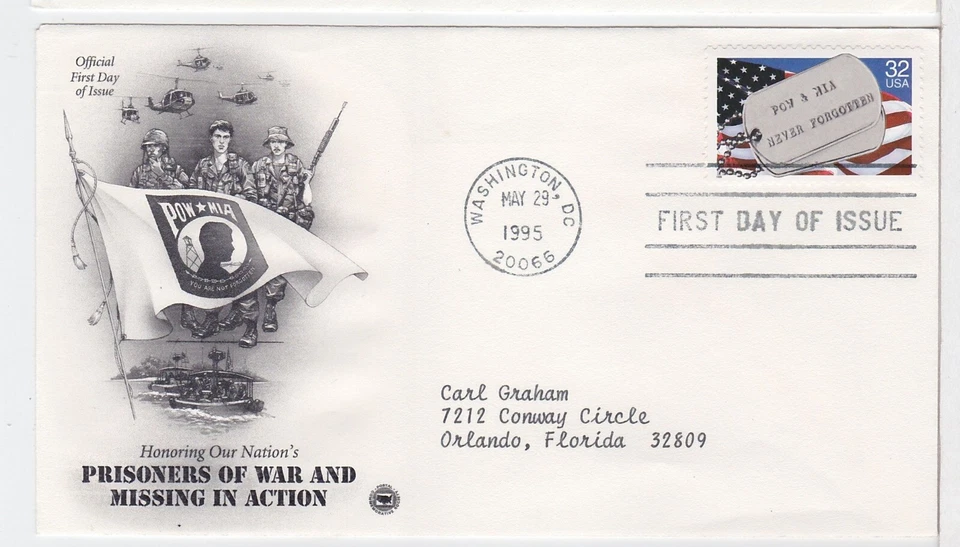 TurtlesTradingPost- POW And MIA 1995 #2966 FDC- Artcraft Variety Cachet PCS - Image 1 of 1
