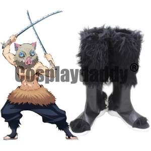 Kisatsutai Inosuke Hashibira Anime Cosplay Shoes Faux-Fur Sandal Boots X002 - Picture 1 of 6