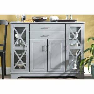Gray Wooden Storage Cabinet Dining China Hutch Sideboard Cupboard Buffet Server - Picture 1 of 5