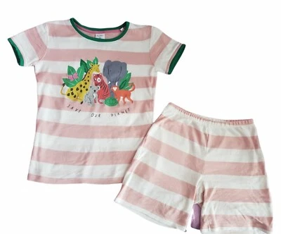 Mini Boden Talla 9 Niña Manga Corta Pijama Conjunto Selva Animales Rayas Foto 1 de 4