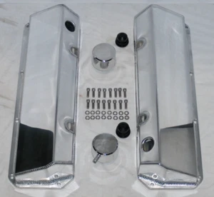 Ford 351C 351M 400M 1971-82 cubiertas de válvula abovedada de aluminio fabricadas + respiradores - Imagen 1 de 10