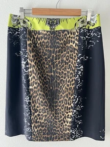 Elie Tahari Womens Black Combo Leopard Print Silk Blend Pencil Skirt Size 14 - Picture 1 of 10