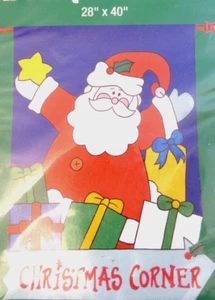 Vintage 2001 Santa Claus Christmas Corner Holiday Decorative Banner Flag 28x40 - Picture 1 of 5