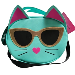 Betsey Johnson Lunch Box Tote Insulated Crossbody Bag EDM COOL Cat Blue 11x9x5 - Picture 1 of 12