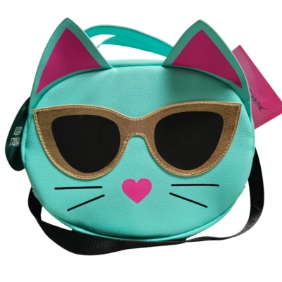 Betsey Johnson Lunch Box Tote Insulated Crossbody Bag EDM COOL Cat Blue 11x9x5 - Image 1 of 4