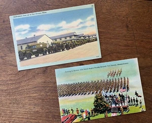 FORT DEVENS, Massachusetts ~ Postcards ~ Army Base Linen WWII - Picture 1 of 6