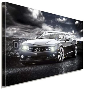 Chevrolet Camaro Schwarz Leinwandbild AK Art Studio Wanddeko Wandbild - Bild 1 von 5