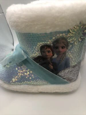 迪士尼 5/6 码冰雪奇缘 Anna & Elsa 亮片懒人拖鞋靴 舒适 全新 — 第 1/4 张图片