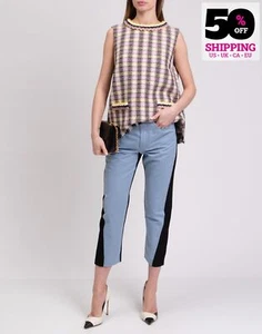 RRP €1500 HAIDER ACKERMANN Denim Front Trousers FR36 US4 S Linen Blend Two-Tone - Picture 1 of 10