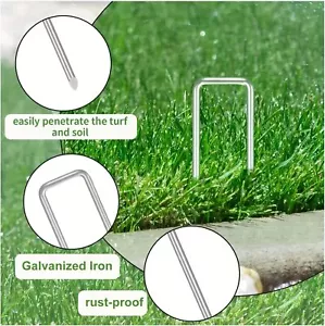 50 Pack 6 Inch Garden Stakes, Galvanized Landscape Staples for Weed - Picture 1 of 9