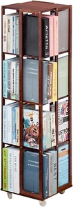 5 Tier Rolling Bookcase, Bamboo 360 Rotating Bookshelf, Freestanding Storage Org - Picture 1 of 7