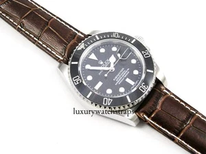 RELOJ DE DESPLIEGUE DE CUERO CORREA ROLEX RELOJES DE LUJO 18mm 20mm 22mm NEGRO MARRÓN - Imagen 1 de 9