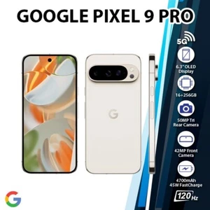 Google Pixel 9 Pro 5G Android Cell Phone (Porcelain/16GB+256GB/eSIM/Unlocked) - Afbeelding 1 van 5