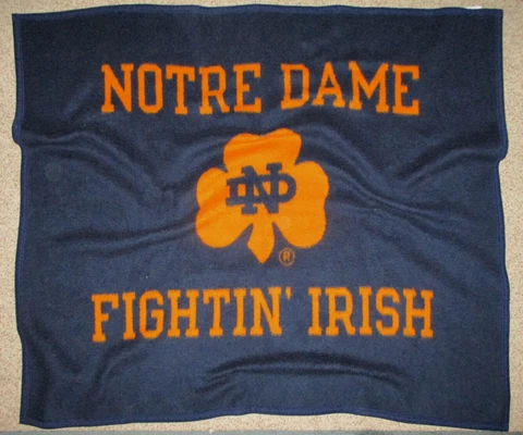 Notre Dame HEAVY FLEECE THROW BLANKET Stadium Fighting Irish Biederlack USA 90s Cover