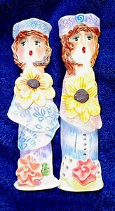 2-Lady Vase/Candle Stick Holder Pastels-by Ellen Williams-GANZ BC8936-ADORABLE! - Picture 1 of 3