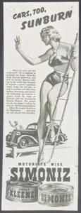 1930s SIMONIZE AUTOMOBILE WAX PIN-UP GIRL VINTAGE ADVERTISMENT OS1 - Picture 1 of 1