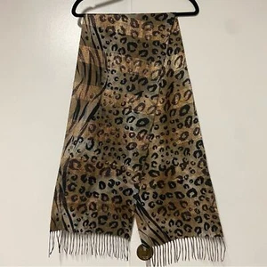 Cashmink superfeiner Animalprint mit Goldstreifen Schal - Bild 1 von 6