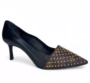 NEW LOUIS VUITTON Cherie Studded LV Monogram Black & Brown Pumps IT36.5 - Picture 1 of 12
