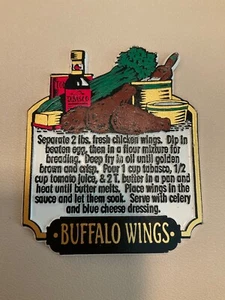 Buffalo Wings Recipe Vintage Rubber Refrigerator Magnet - Picture 1 of 2