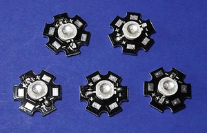 5 X 5W 390nm UV POWER  LED on HEATSINK Kühlkörper Geldschein Money Schwarzlicht - Bild 1 von 6