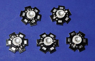 5 X 5W 390nm UV POWER  LED on HEATSINK Kühlkörper Geldschein Money Schwarzlicht - Bild 1 von 4