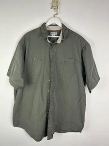 Carhartt Button Front Shirt 3XL Tall Men 3XLT Short Sleeve Pockets Green Farmer - Picture 1 of 3