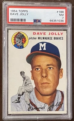 1954 Topps #188 Dave Jolly, Milwaukee Braves, PSA 7 *Set Break, Read Below* - Image 1 of 2
