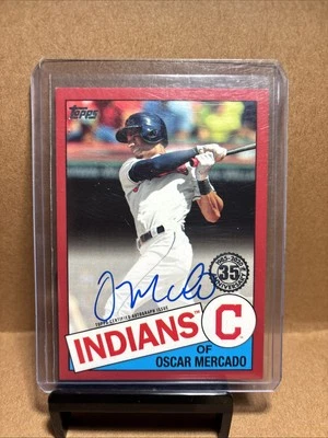 2020 Topps Update Oscar Mercado 35th Anniversary Red Auto /25 Indians - Image 1 of 2