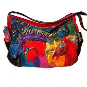 Laurel Burch Wild Horses of Fire Medium Canvas Cotton Tote Hobo Bag With Tag - Picture 1 of 15