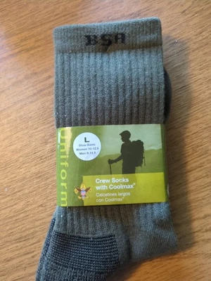 BOY SCOUT  1 Pair  Official Uniform COOL MAX Wicking CREW Socks Size LARGE - Image 1 of 3