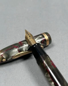 PLUMA ESTILOGRÁFICA DE GRAN TAMAÑO DE POR VIDA JASPEADA VERDE Y NEGRA ENORME DE COLECCIÓN - Imagen 1 de 6