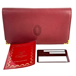 Cartier Geldbörse Portemonnaie Wallet Leder Weinrot groß vintage Original - Bild 1 von 12