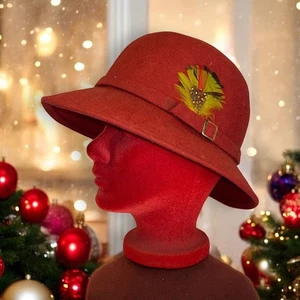 Cappello a secchiello lana bordeaux vintage invernale accessorio donna Bloomingdale's Hat Box - Foto 1 di 9