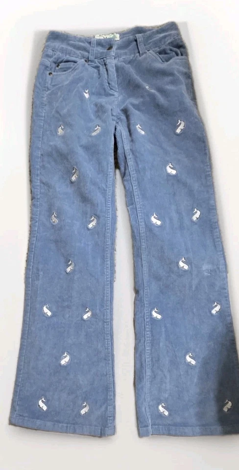 Pantalones de pana para mujer azul náufrago con ballenas talla 0 ¡Bolsillos acampanados! Foto 1 de 4