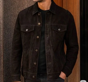 Suede Trucker Jacket (m) Worn once - Picture 1 of 4