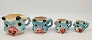 Vintage Betson's Cow Measuring Cups Complete Set Blue Original Foil Sticker RARE - Picture 1 of 24