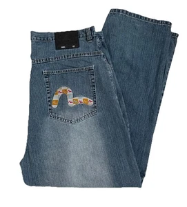 Vintage Evisu Y2K Designer Baggy Wide Leg Embroidered Denim Jeans Herren 42 42x32 - Bild 1 von 11