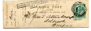 GB 1903 Post Card Brighton to Bedford “Liable to Letter Rate 61” & manuscript 1d - Picture 1 of 2