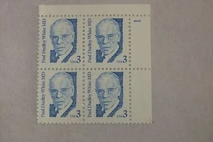 $0.03 Cent Paul Dudley White, MD Stamps Plate Block of 4 - Picture 1 of 1