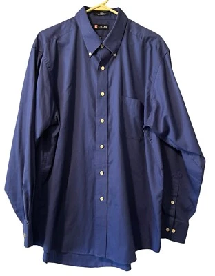 Chaps Classic Fit Twill Shirt Button Down Blue Size 17-17 1/2 Wrinkle Free City - Image 1 of 4