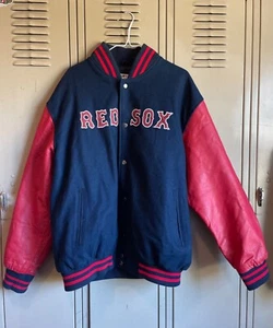 Boston Red Sox Jacket Men XL Coat MLB Baseball Heavy Varsity Vintage Leather - Picture 1 of 3