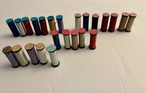 Lot of 24 KREINIK Metallics Thread 1/16 Ribbon, Fine, Very Fine Braids Tapestry - Picture 1 of 10