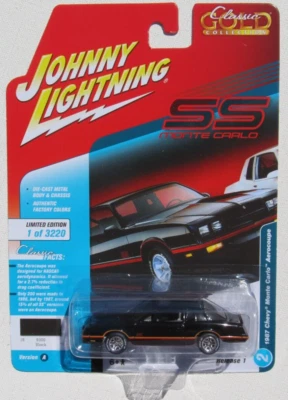 JOHNNY LIGHTNING R1 CLASSIC GOLD 1987 MONTE CARLO SS AEROCOUPE 1 OF 3,220 BLACK - Image 1 of 3
