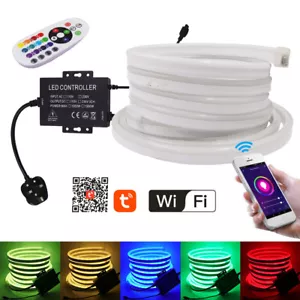 220V 5050 RGB WIFI Neon LED Strip Lights Flex Waterproof Strip Rope Tube Lights - Picture 1 of 11