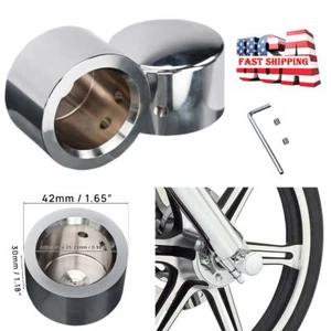 Tapa de cubierta de tuerca de eje delantero cromada de aluminio para Harley Electra Glide Road King SU - Imagen 1 de 12