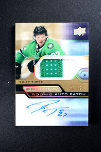 2021-22 Upper Deck Premier Hockey Rookie Auto Patch Riley Tufte Gold Card RC /65