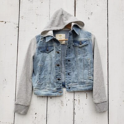 Chaqueta de Jean Tucker + Tate Niñas Niños Talla 10-12 Azul con Capucha Usada en Excelente Condición Foto 1 de 4