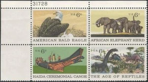 Plate Block of 4 stamps - Scott 1387-90 - 6 cent - Natural History - 1970 - MNH - Picture 1 of 1